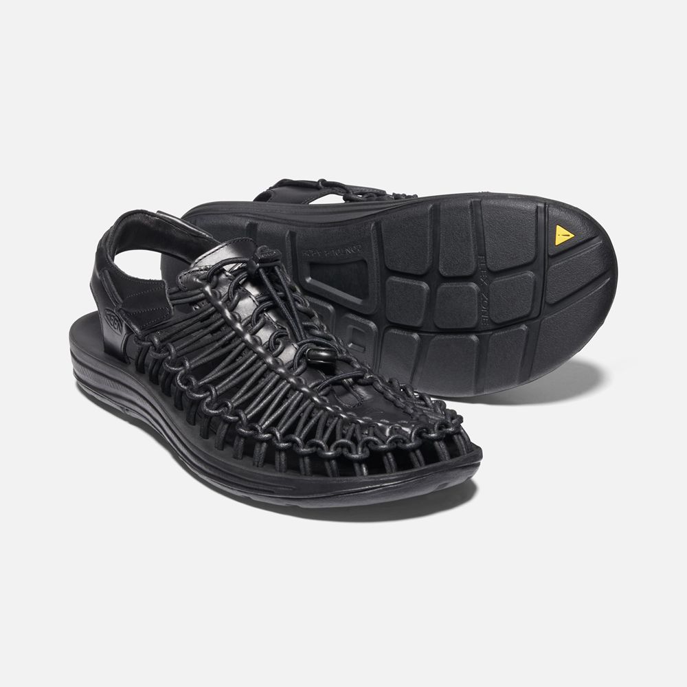 Sandalias Marca Keen Mexico Negros - Hombre Uneek Premium Cuero - NE8372641